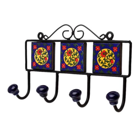 Blue Floral Ceramic Tiles Hooks-452